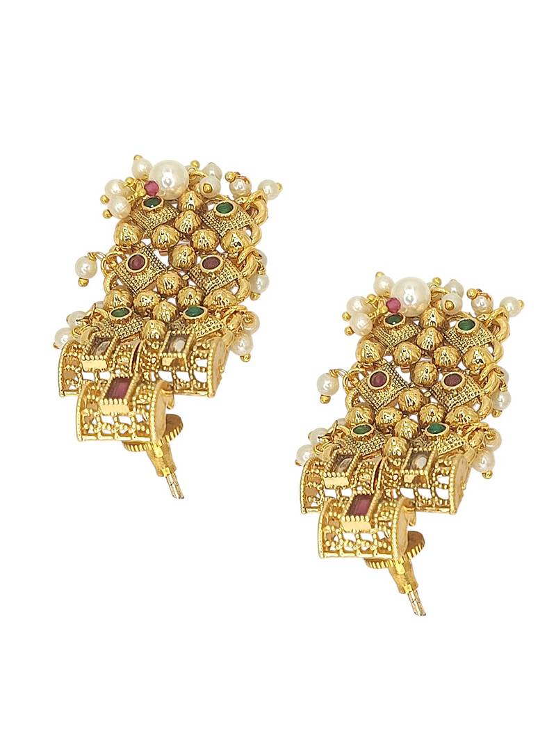 Gold plated jhalar design necklace set