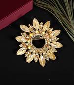 Rose gold plated crystal cz wreath saree pin