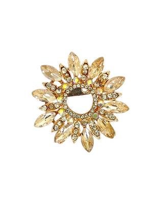 Rose gold plated crystal cz wreath saree pin 2
