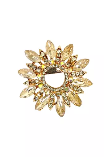 Rose gold plated crystal cz wreath saree pin