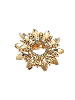 Rose gold plated crystal cz wreath saree pin 3