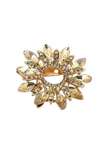 Rose gold plated crystal cz wreath saree pin