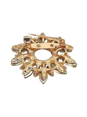 Rose gold plated crystal cz wreath saree pin 4