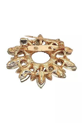Rose gold plated crystal cz wreath saree pin