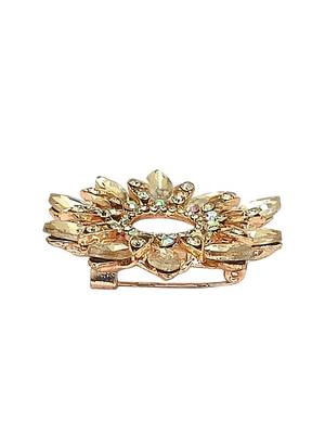 Rose gold plated crystal cz wreath saree pin 5