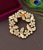 Rose gold plated crystal cz wreath saree pin