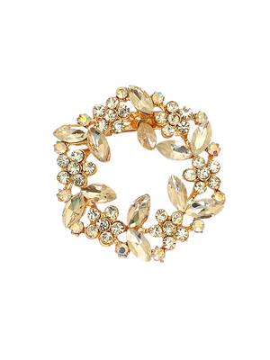 Rose gold plated crystal cz wreath saree pin 2