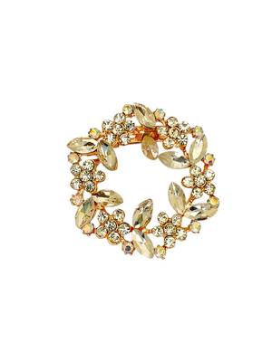 Rose gold plated crystal cz wreath saree pin 3