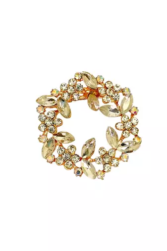 Rose gold plated crystal cz wreath saree pin