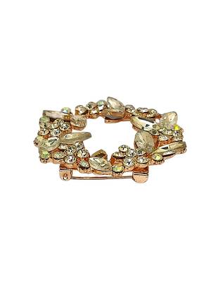 Rose gold plated crystal cz wreath saree pin 4