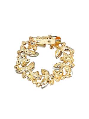Rose gold plated crystal cz wreath saree pin 5