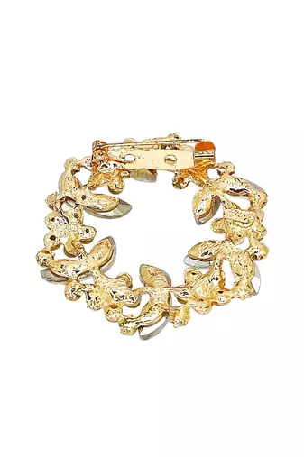 Rose gold plated crystal cz wreath saree pin