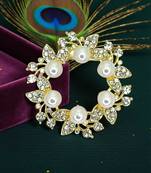 Gold plated cubic zircon wreath saree pin