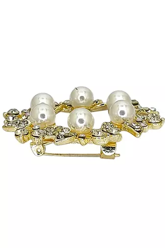 Gold plated cubic zircon wreath saree pin