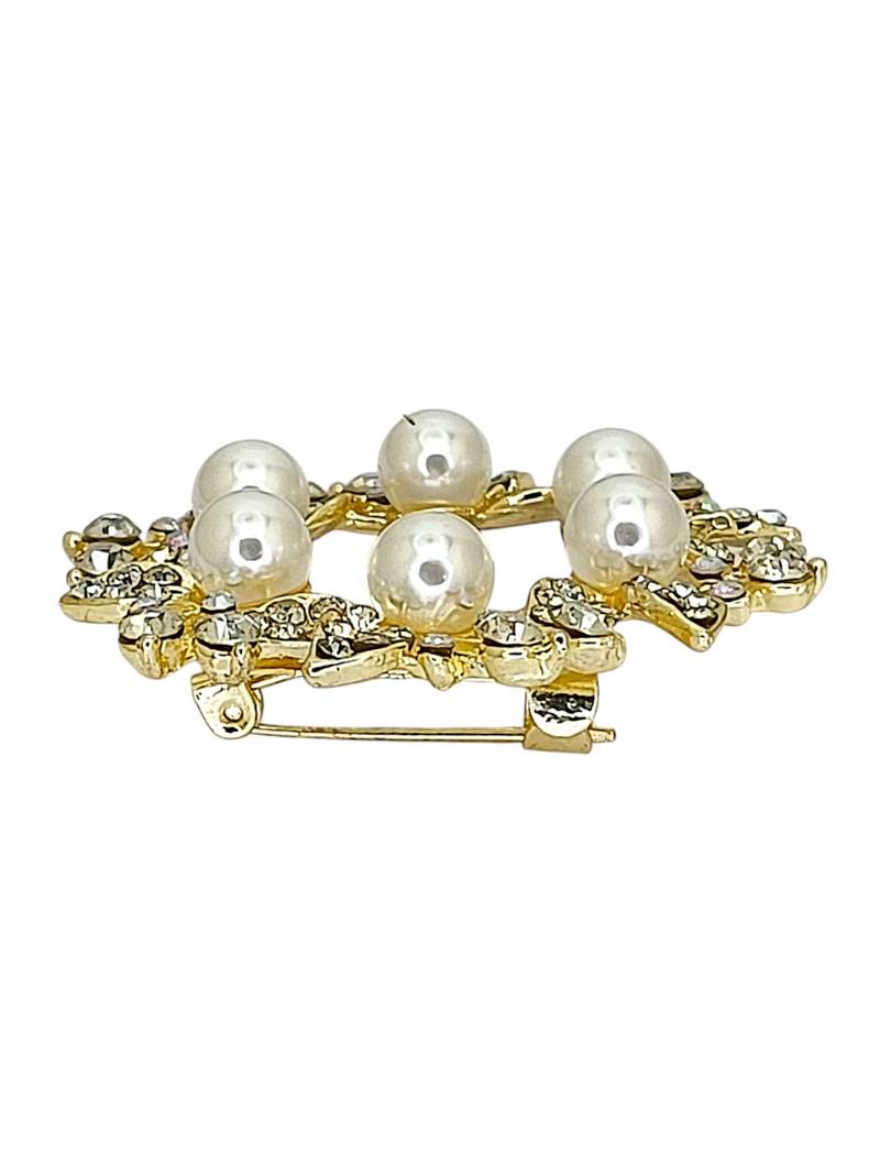 Gold plated cubic zircon wreath saree pin