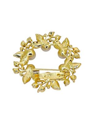 Gold plated cubic zircon wreath saree pin 4