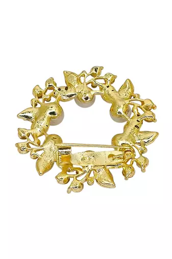 Gold plated cubic zircon wreath saree pin