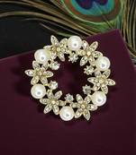 Gold plated cubic zircon wreath saree pin