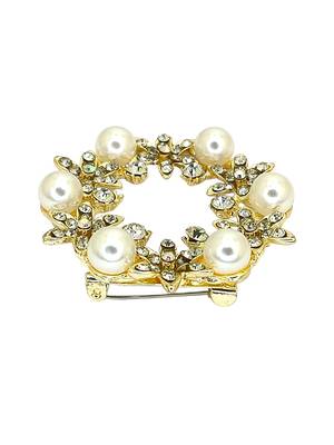 Gold plated cubic zircon wreath saree pin 3