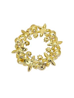 Gold plated cubic zircon wreath saree pin 4