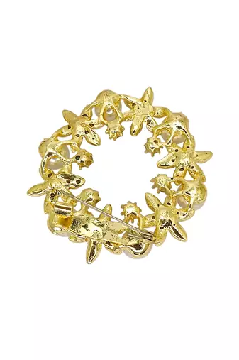 Gold plated cubic zircon wreath saree pin