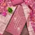 Pink shimmer banarasi embellished unstitched dress material