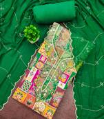Green viscose banarasi embellished unstitched dress material