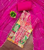 Magenta viscose banarasi embellished unstitched dress material
