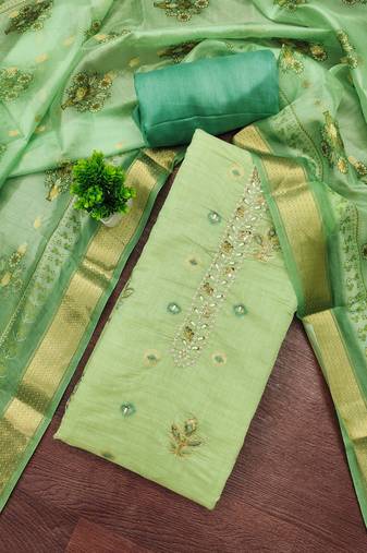 Pista banarasi embellished unstitched dress material