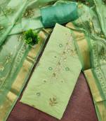 Pista banarasi embellished unstitched dress material