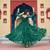 Green Faux Georgette Laheriya Print With Kutchi Patche Work Navratri Gown