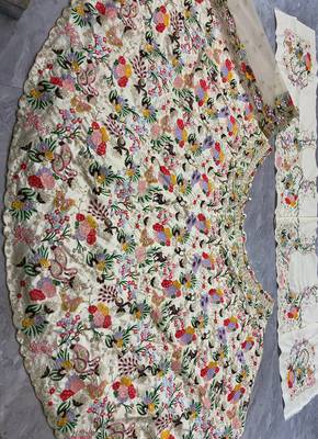 Off White Color Embroidery Sequins Work Masti Silk Lehnega Choli Dupatta Set 5