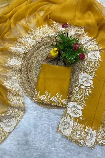 Yellow Color Partywear Candy Crush Saree