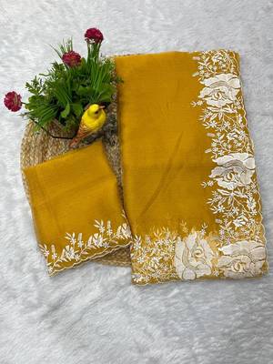 Yellow Color Partywear Candy Crush Saree 4