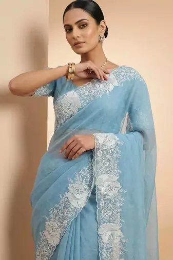 Blue Color Partywear Candy Crush Saree