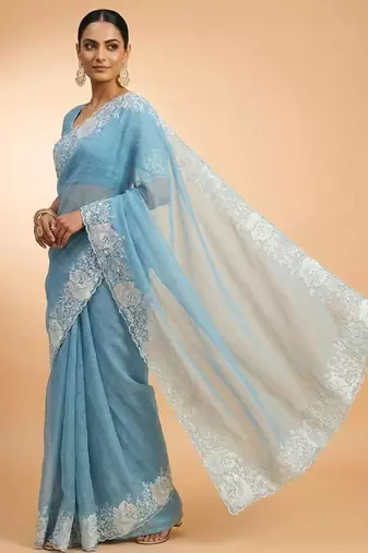 Blue Color Partywear Candy Crush Saree