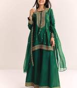 green cotton kurta sharara set