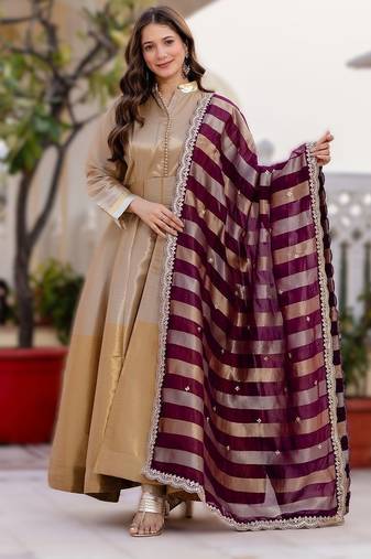 elegant banarasi gown with dupatta festive flair & timeless grace