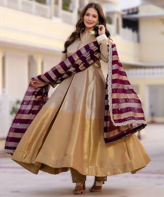 elegant banarasi gown with dupatta festive flair & timeless grace 2