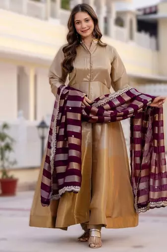 elegant banarasi gown with dupatta festive flair & timeless grace
