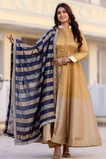 elegant banarasi gown with dupatta festive flair & timeless grace