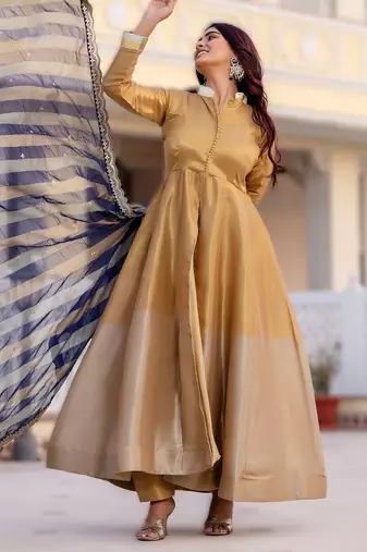 elegant banarasi gown with dupatta festive flair & timeless grace