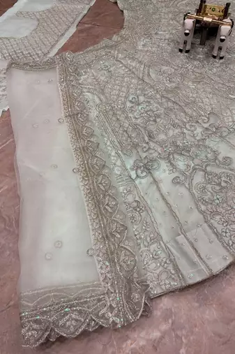 Light Sky Blue Color Embroidery Sequins Work Butterfly Net Lehenga Choli Dupatta Set