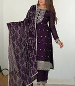 Women's georgette sequins embroidered kurta pant with dupatta set