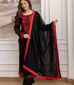 Women's georgette floral embroidered chikankari kurta pant with dupatta set