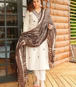 Women's cotton blend embroidered kurta pant with printed dupatta set