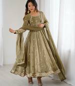 New Designer  Green Anarkali Gown Wedding Wear Suit Set
