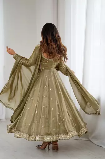 New Designer  Green Anarkali Gown Wedding Wear Suit Set