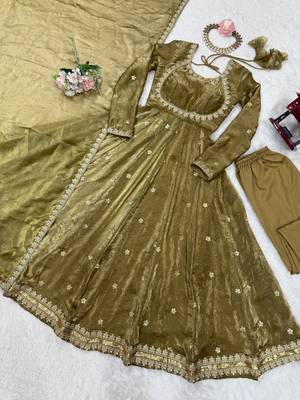 New Designer  Green Anarkali Gown Wedding Wear Suit Set 4