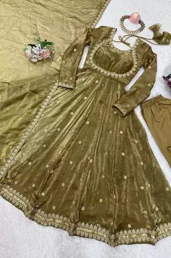New Designer  Green Anarkali Gown Wedding Wear Suit Set